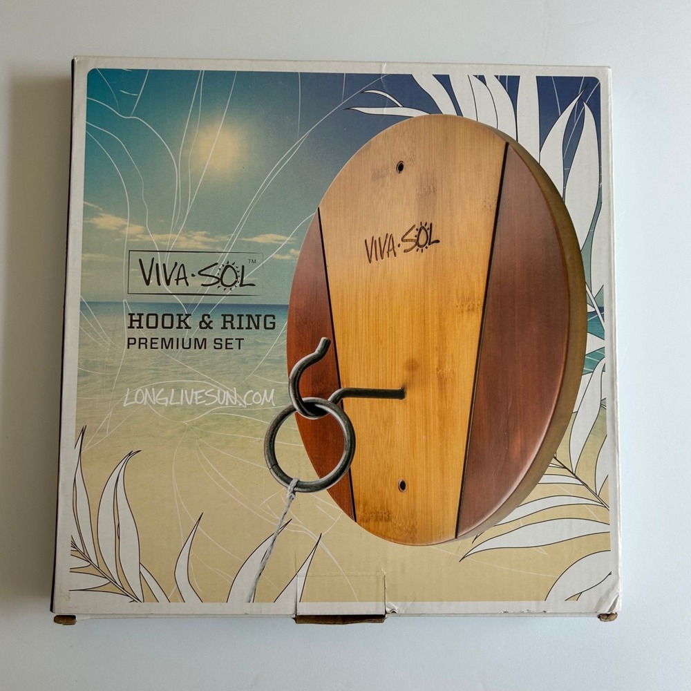 Viva Sol Hook and Ring Premium Set Bamboo Wall Mount Game VS4000 New. Open Box